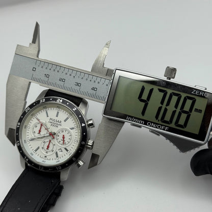 Pulsar Chronograph 100M Watch Men's Quartz VD53-X055 Working 43mm Japan Steel