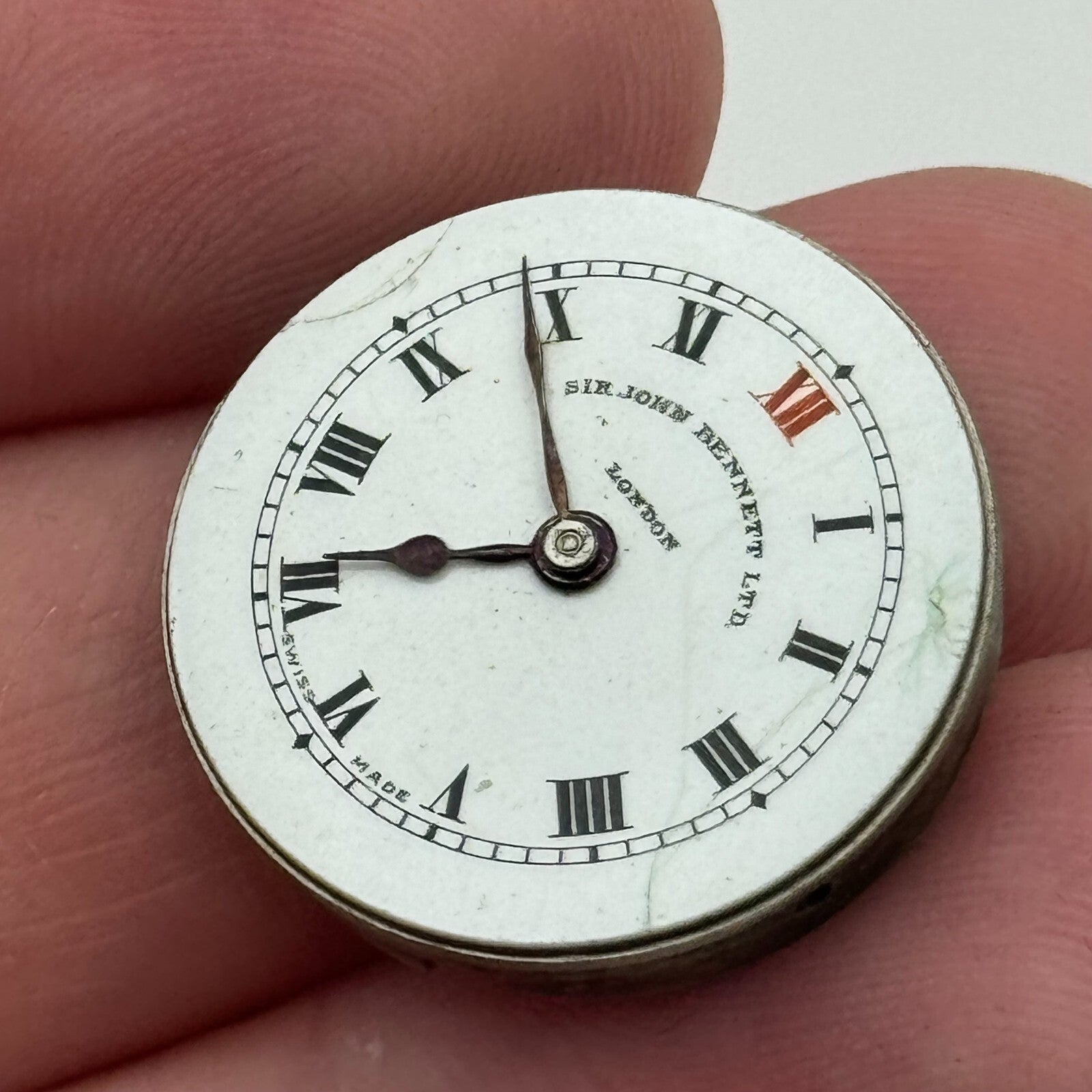 22mm Sir John Bennett London Trench Watch Movement Manual Wind Swiss FOR PARTS