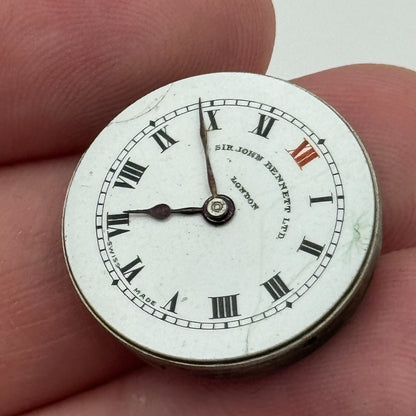 22mm Sir John Bennett London Trench Watch Movement Manual Wind Swiss FOR PARTS
