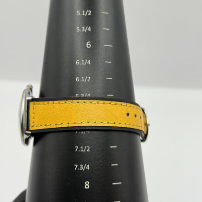 Scene Ladies Quartz Watch Black Dial Yellow Leather Strap Working 32mm