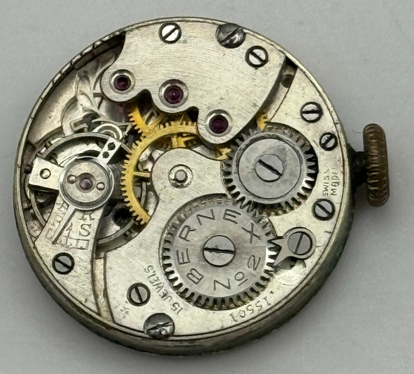 20.2mm Bernex No 2 Swiss 15501 Trench Watch Movement Manual Wind Vintage PARTS