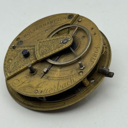 Fusee Pocket Watch Movement Antique English Wolverhampton Parts Repair 44.8mm
