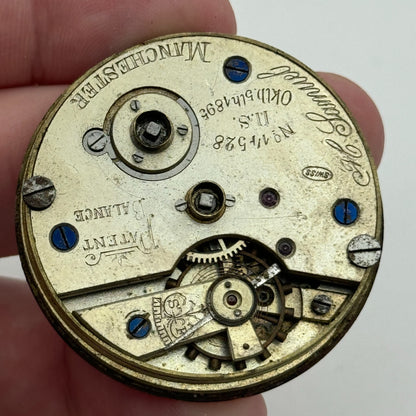 43.8mm Antique H Samuel Manchester Patent Balance Pocket Watch Movement PARTS