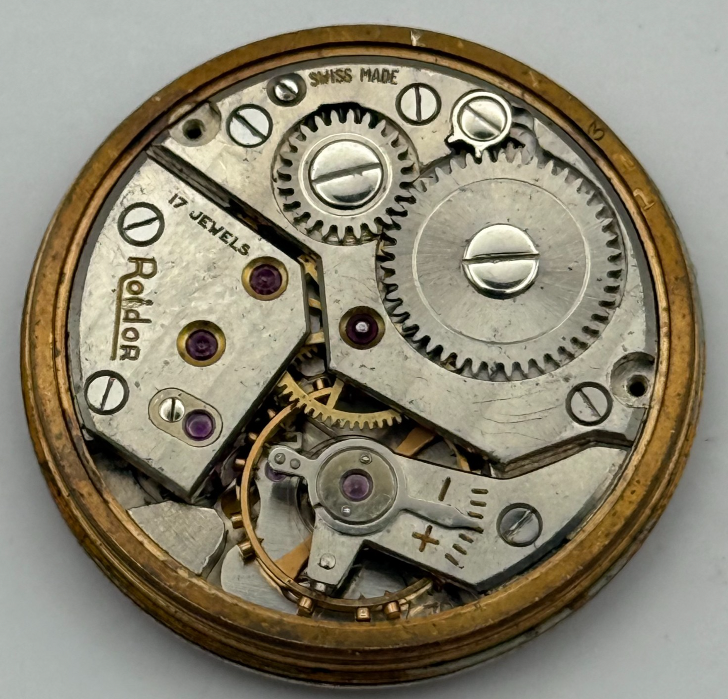 FHF 70 Watch Movement Roldor Manual Wind Vintage Swiss 17 Jewels Parts 27.1mm
