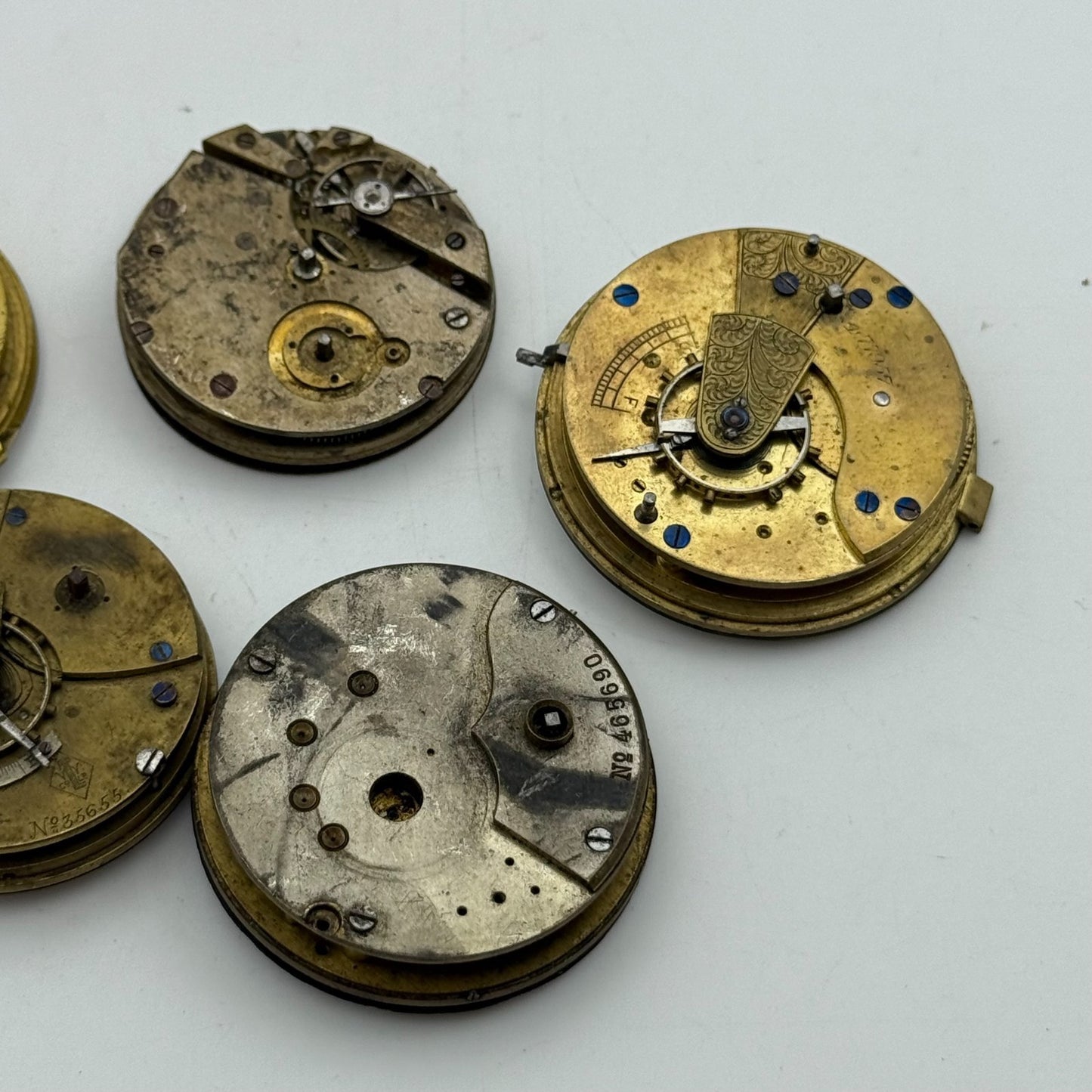 Bundle Of 5 Mixed Antique / Vintage Pocket Watch Movements PARTS REPAIR SPARES