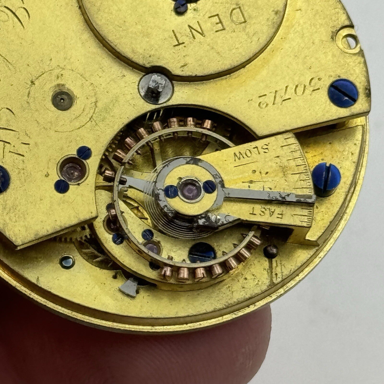 41.2mm Key Wound Dent 33 Cockspur Street London Pocket Watch Movement To Restore