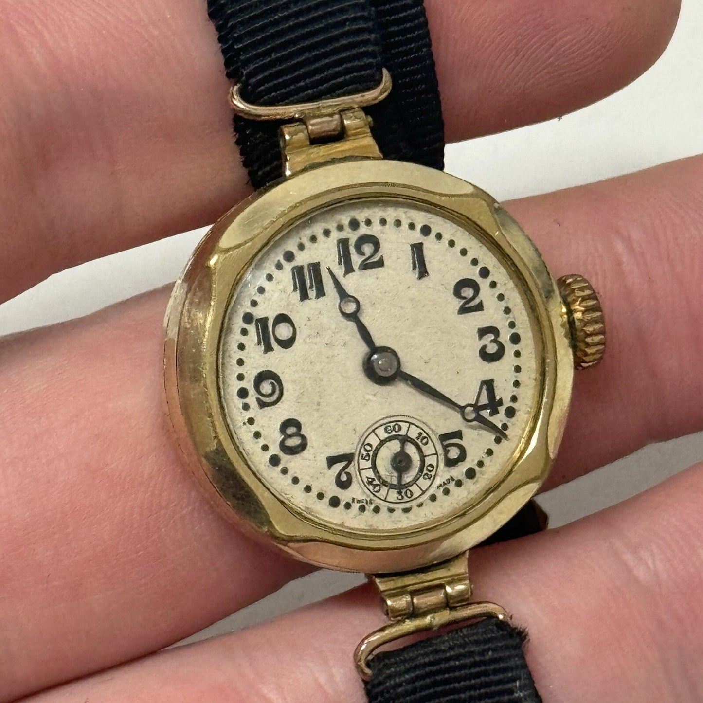 25mm Ladies SMALL Art Deco Gold Plated Sub Seconds Old Watch TO RESTORE