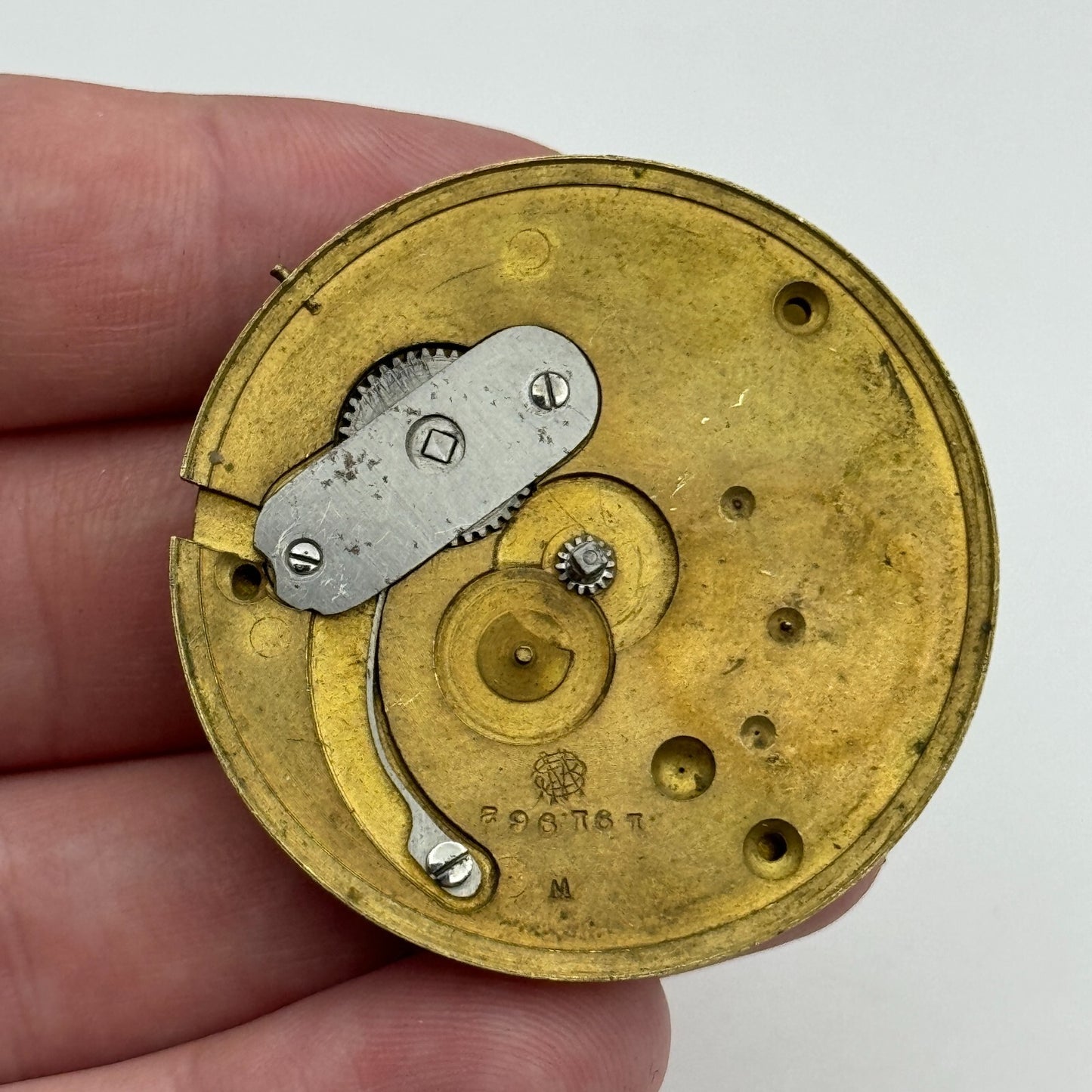 43.2mm Antique J J Pollard Hindley Key Wound Pocket Watch Movement PARTS REPAIR