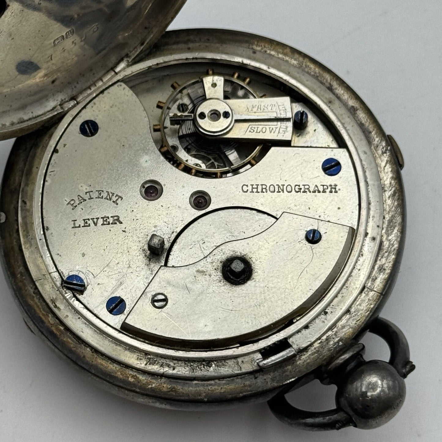 60mm Sterling Silver Patent Lever Chronograph Greenwich Time Keeper TO RESTORE