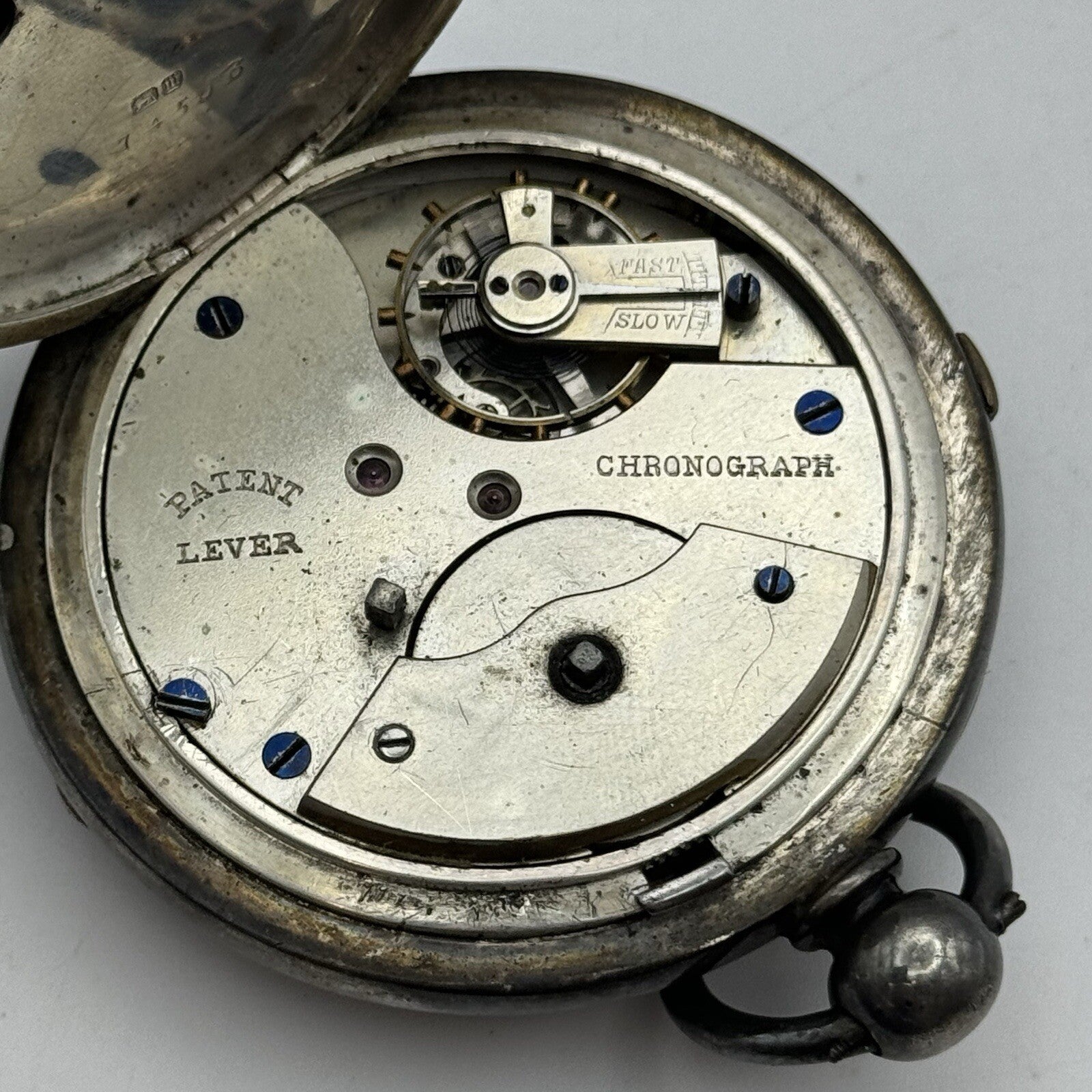 60mm Sterling Silver Patent Lever Chronograph Greenwich Time Keeper TO RESTORE