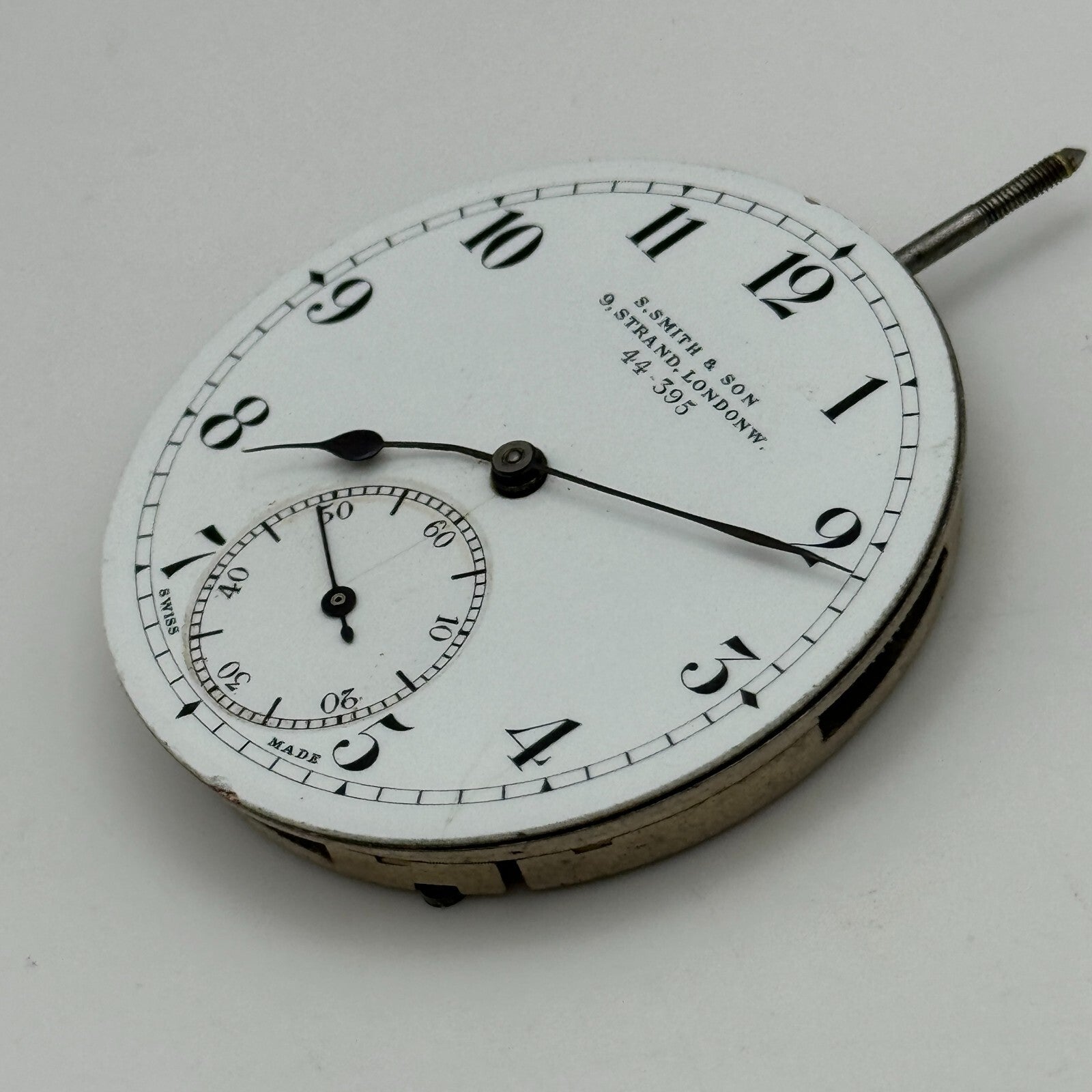 43mm S Smith & Son 9 Strand London Vintage Open Face Pocket Watch Movement PARTS