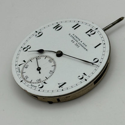 43mm S Smith & Son 9 Strand London Vintage Open Face Pocket Watch Movement PARTS