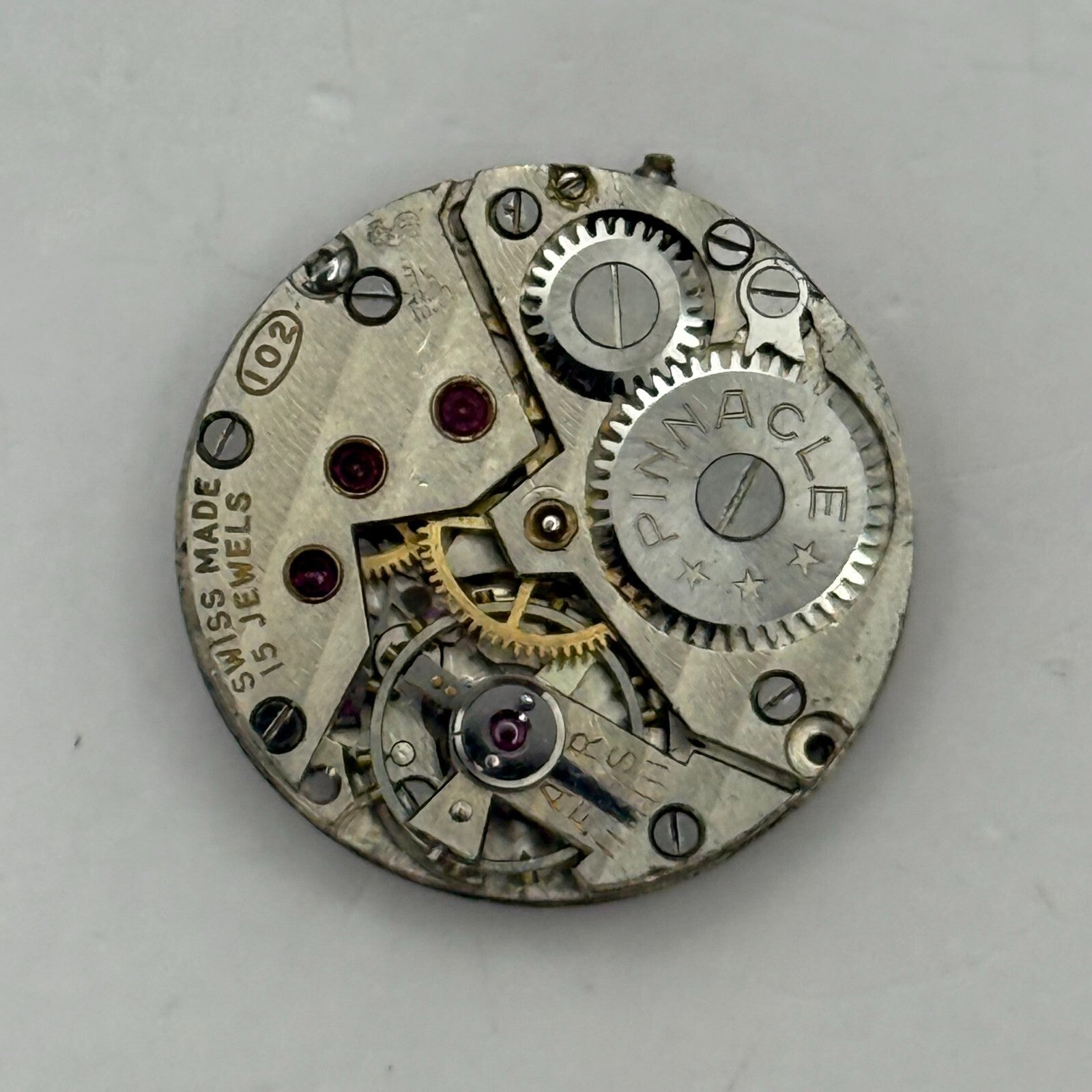 19.7mm Vintage Pinnacle 102 RWT Swiss Manual Wind Watch Movement PARTS REPAIR