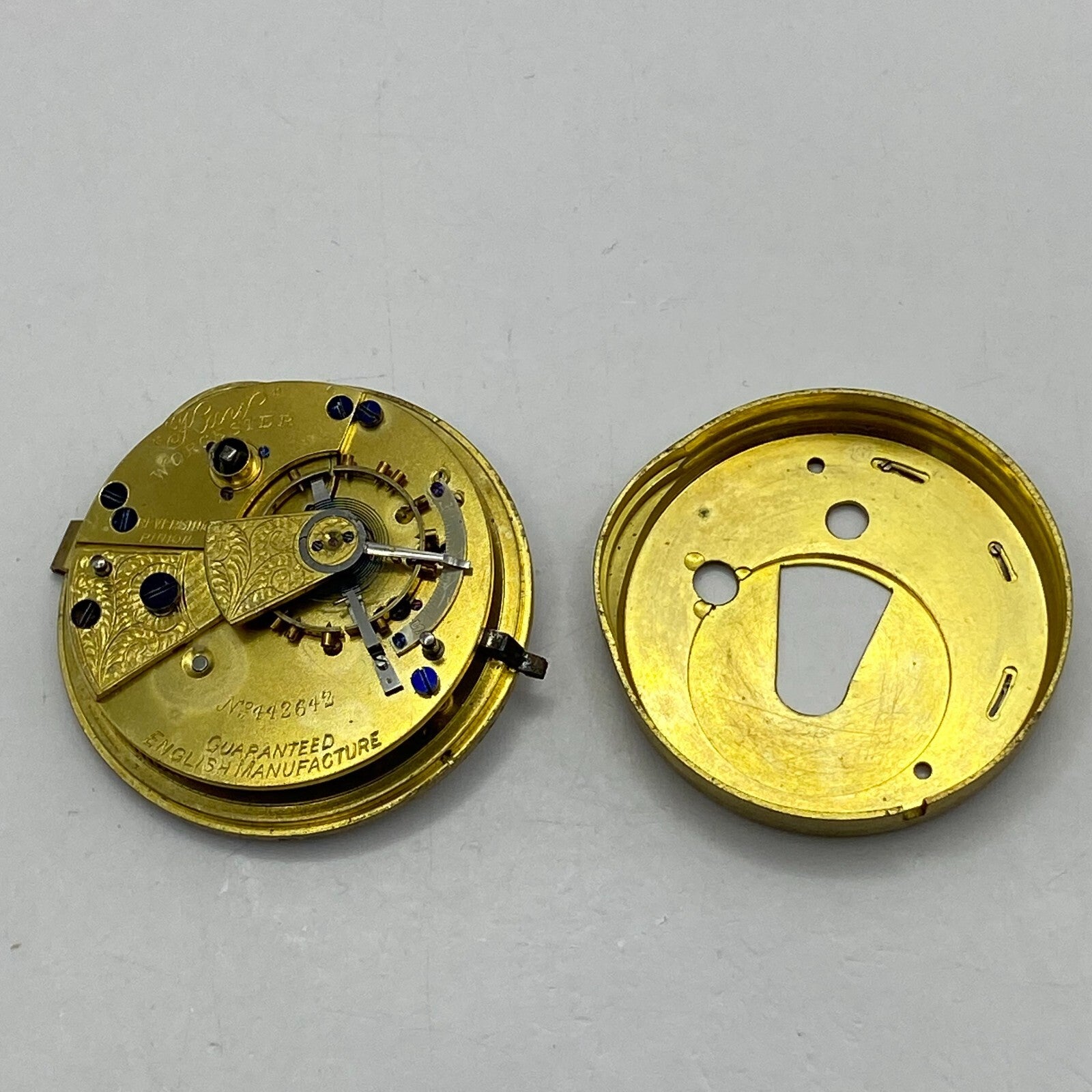 44.6mm Antique Kay Worcester Reversing Pinion Pocket Watch Movement PARTS