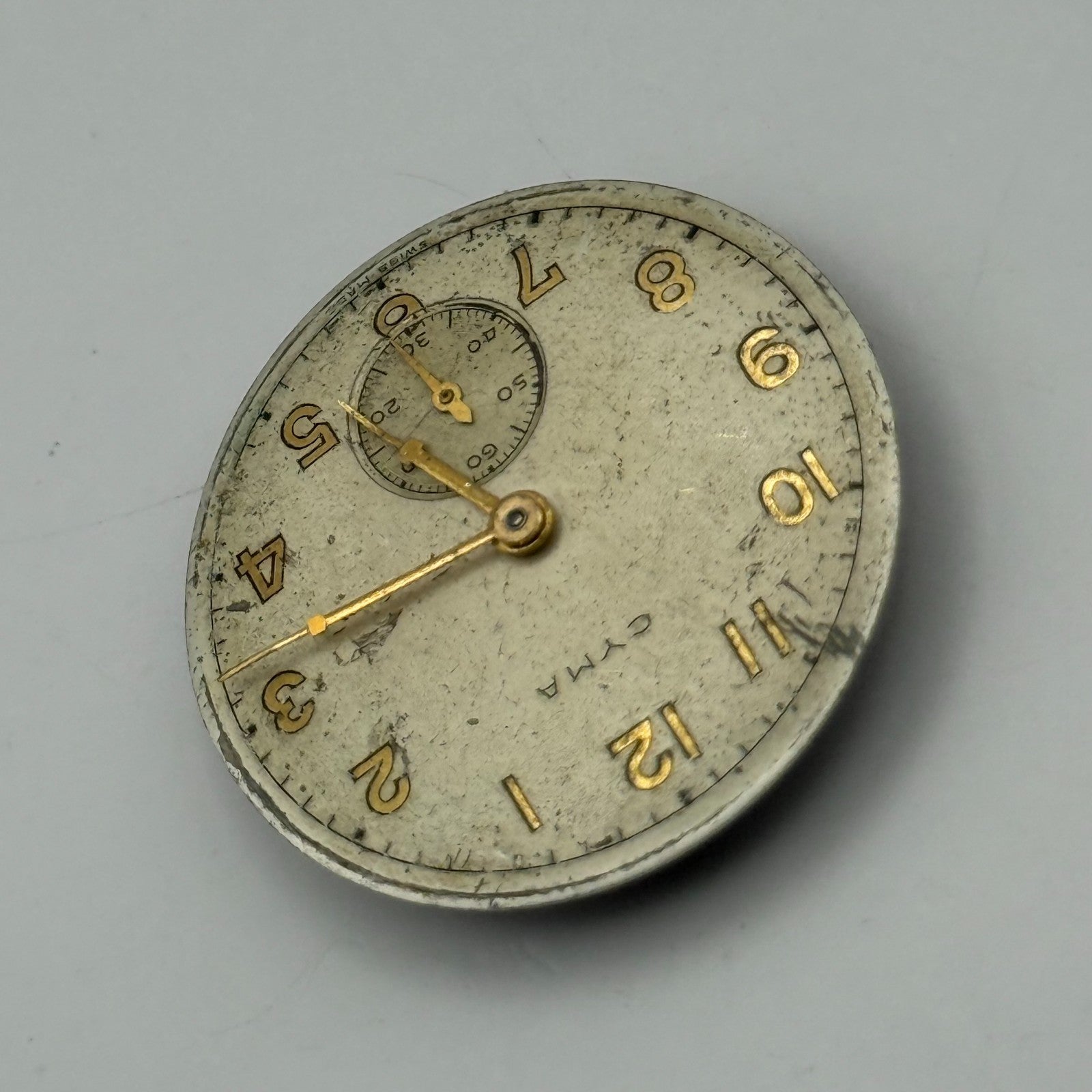 Cyma 162 Watch Movement Manual Wind Vintage Swiss 15 Jewels Parts Repair 23.5mm