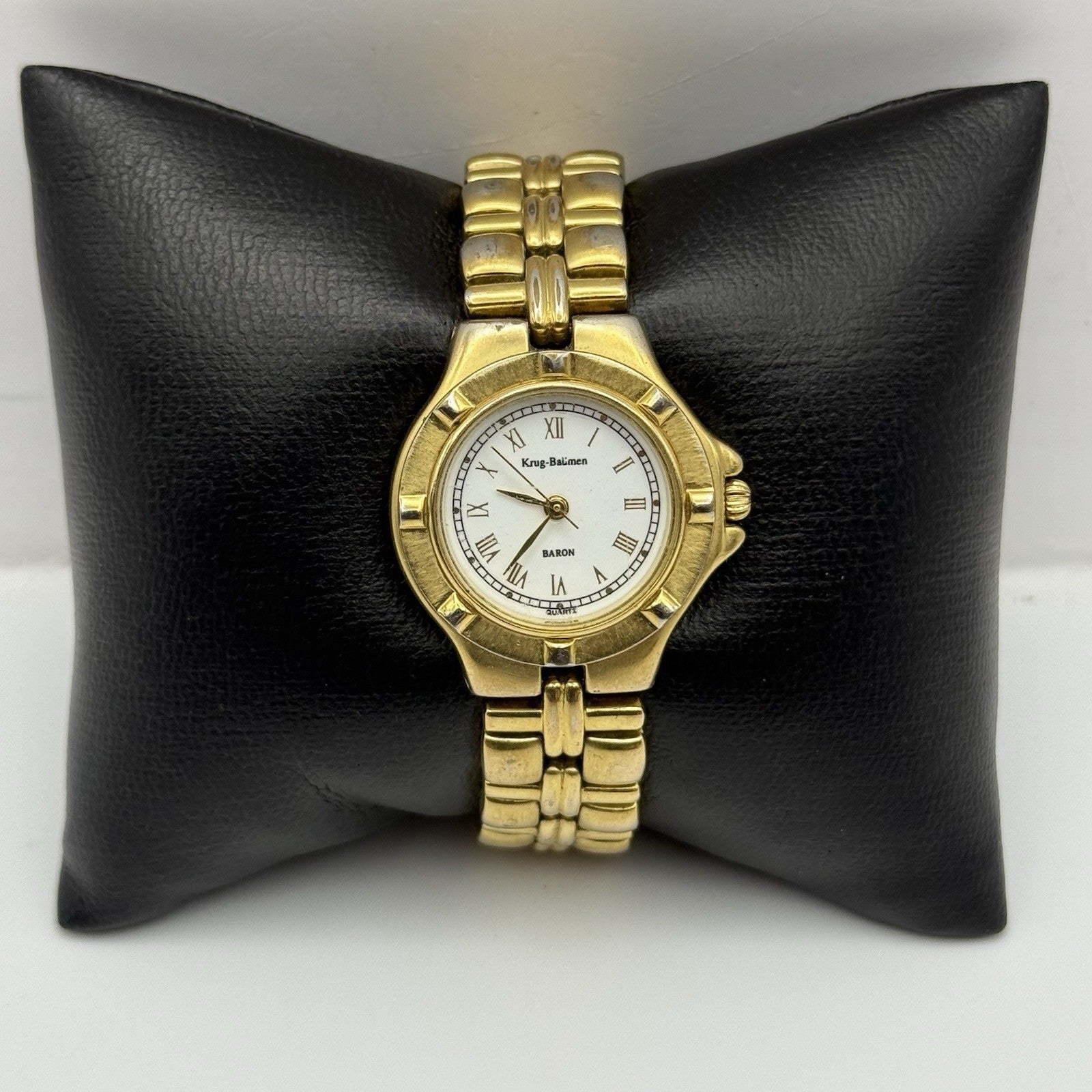 28mm Working Ladies Krug Baumen Baron 4959KL Gold Plated Quartz Watch 5.7 Inches