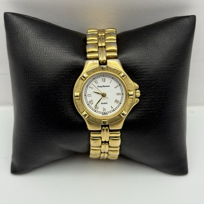 28mm Working Ladies Krug Baumen Baron 4959KL Gold Plated Quartz Watch 5.7 Inches