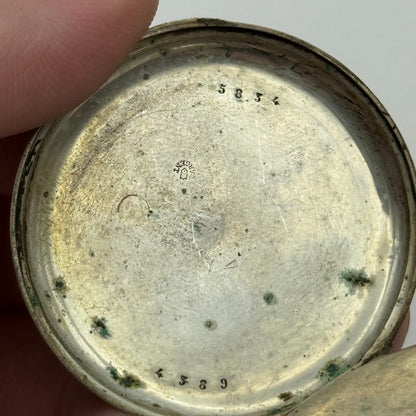 42mm Antique Argent Silver Cylinder Escapement Pocket Watch PARTS REPAIR