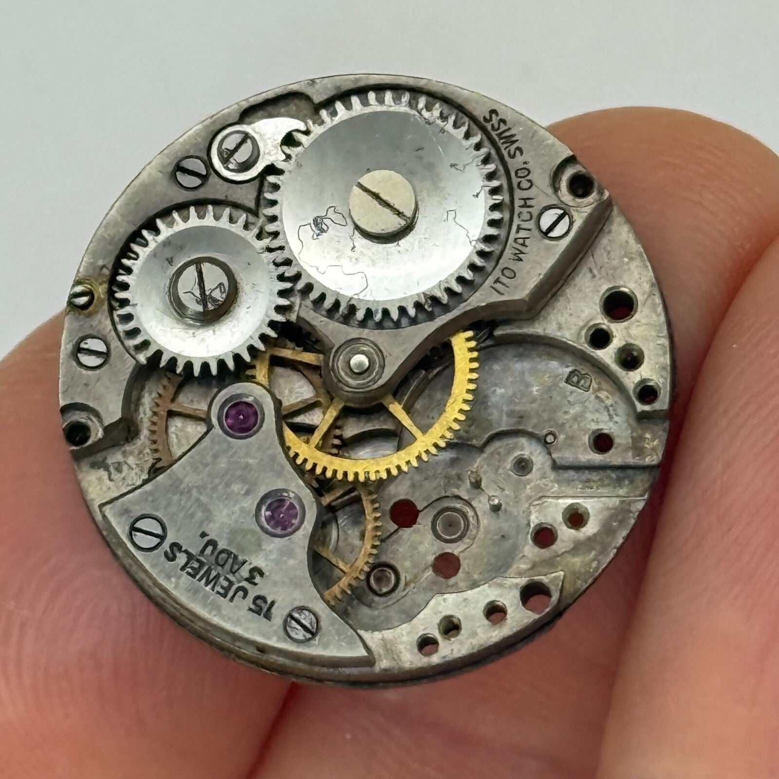 23.5mm Vintage ITO Watch Co 15 Jewels Manual Wind Watch Movement PARTS REPAIR
