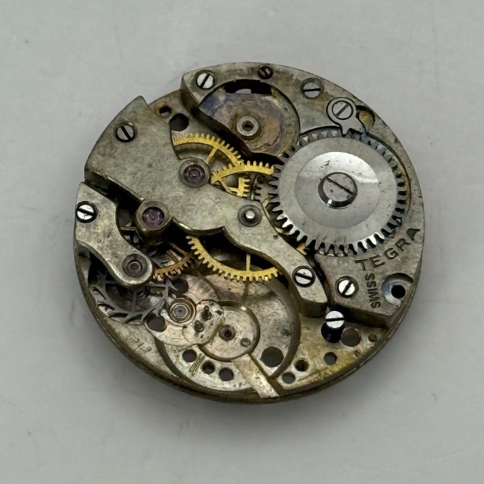 23.4mm Vintage Tegra AS A Schild Partial Manual Wind Watch Movement PARTS REPAIR