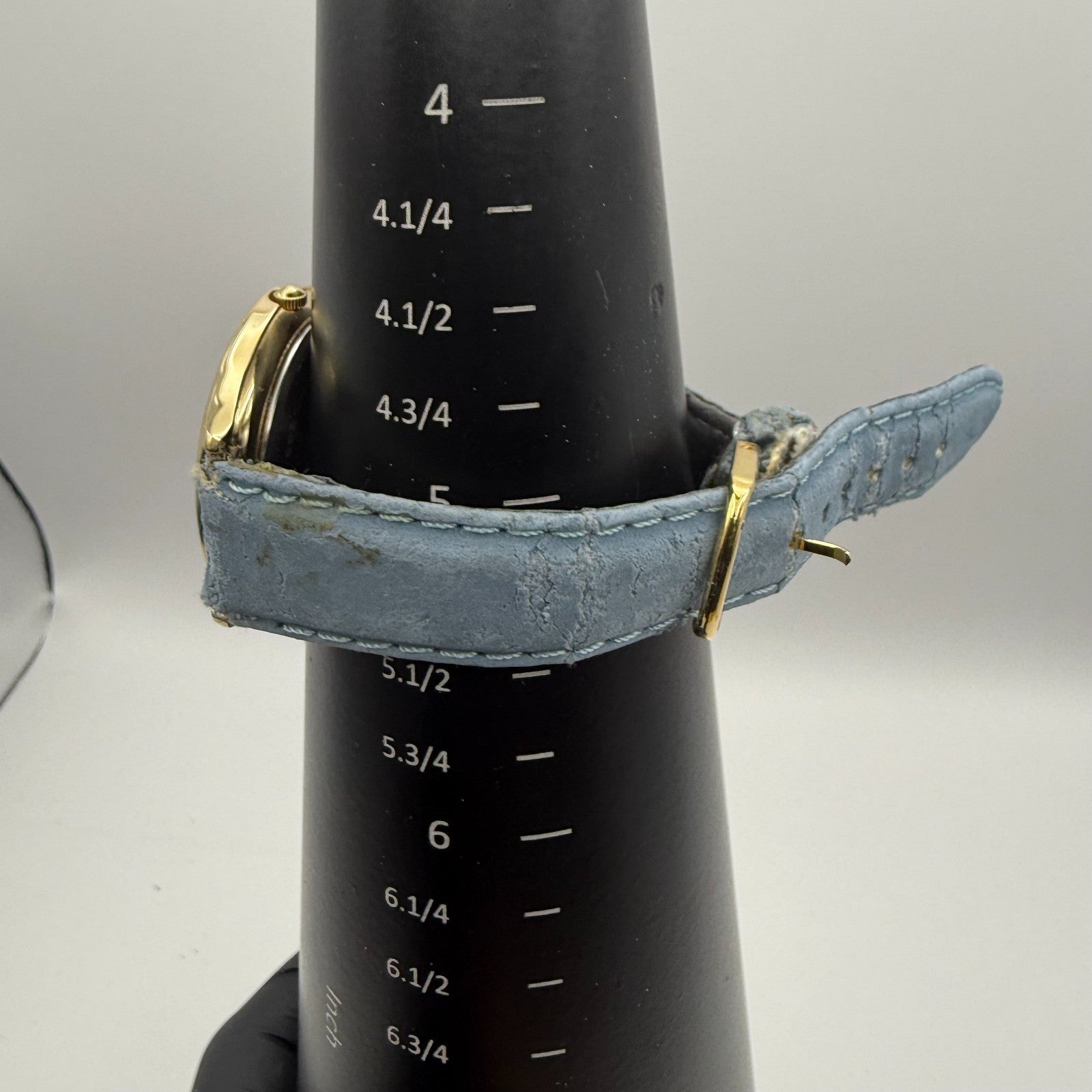 Citron Ladies Quartz Watch Dolphin Dial Gold Tone Blue Strap Working 35mm