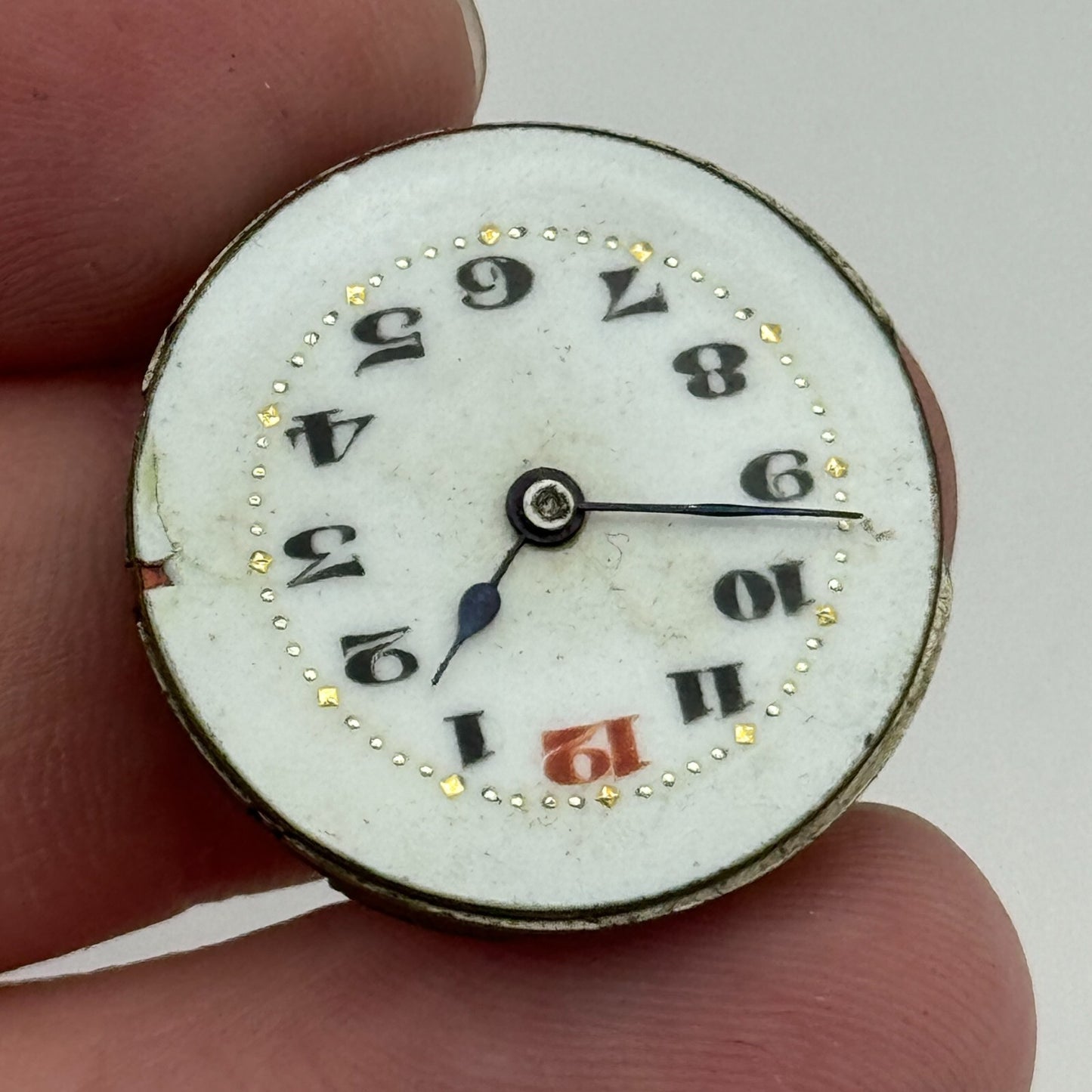 24.8mm Swiss Porcelain Dial Red 12 Trench Manual Wind Watch Movement PARTS