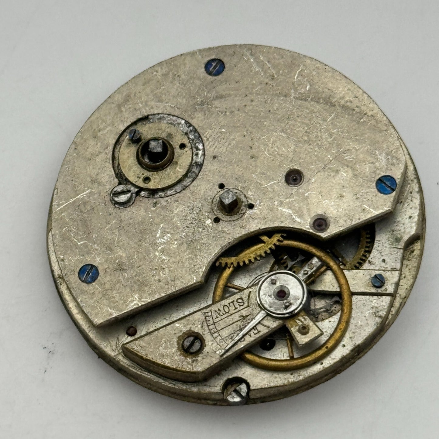 47.5mm Antique Key Wound Roman Numerals Pocket Watch Movement Dial PARTS REPAIR
