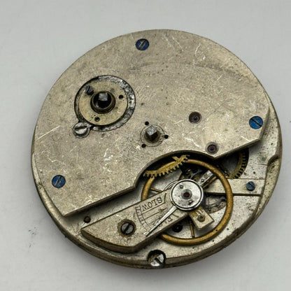 47.5mm Antique Key Wound Roman Numerals Pocket Watch Movement Dial PARTS REPAIR