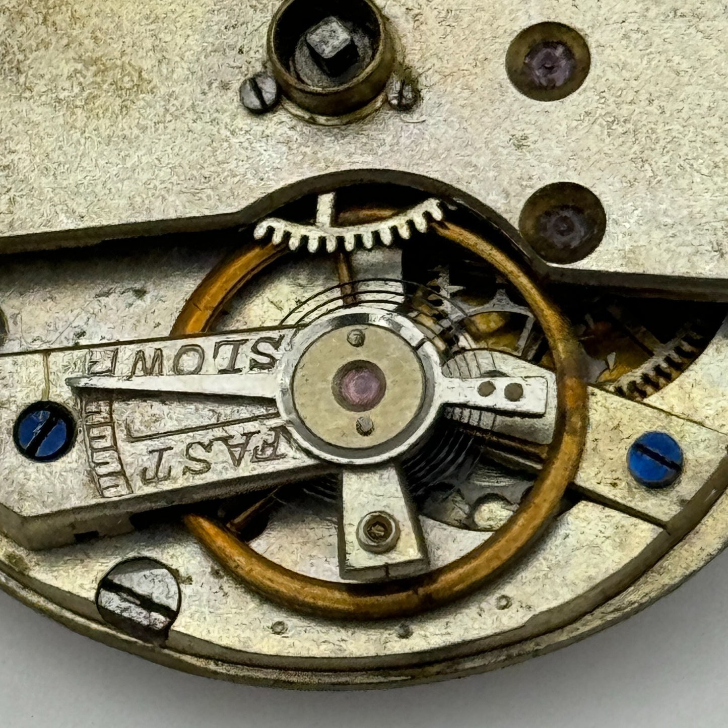 43.2mm Antique Key Wound Balance Intact Pocket Watch Movement Dial Hands PARTS