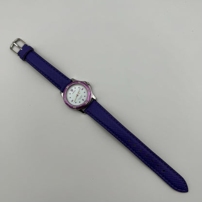 Lorus Quartz Watch White Dial Purple Strap Bezel Japan Working 26mm New Battery