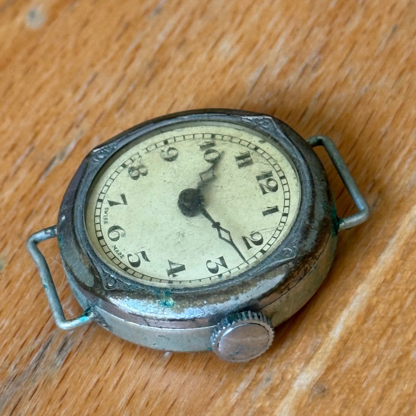 24mm Vintage Swiss Made Trench Watch Manual Wind FOR PARTS / REPAIR