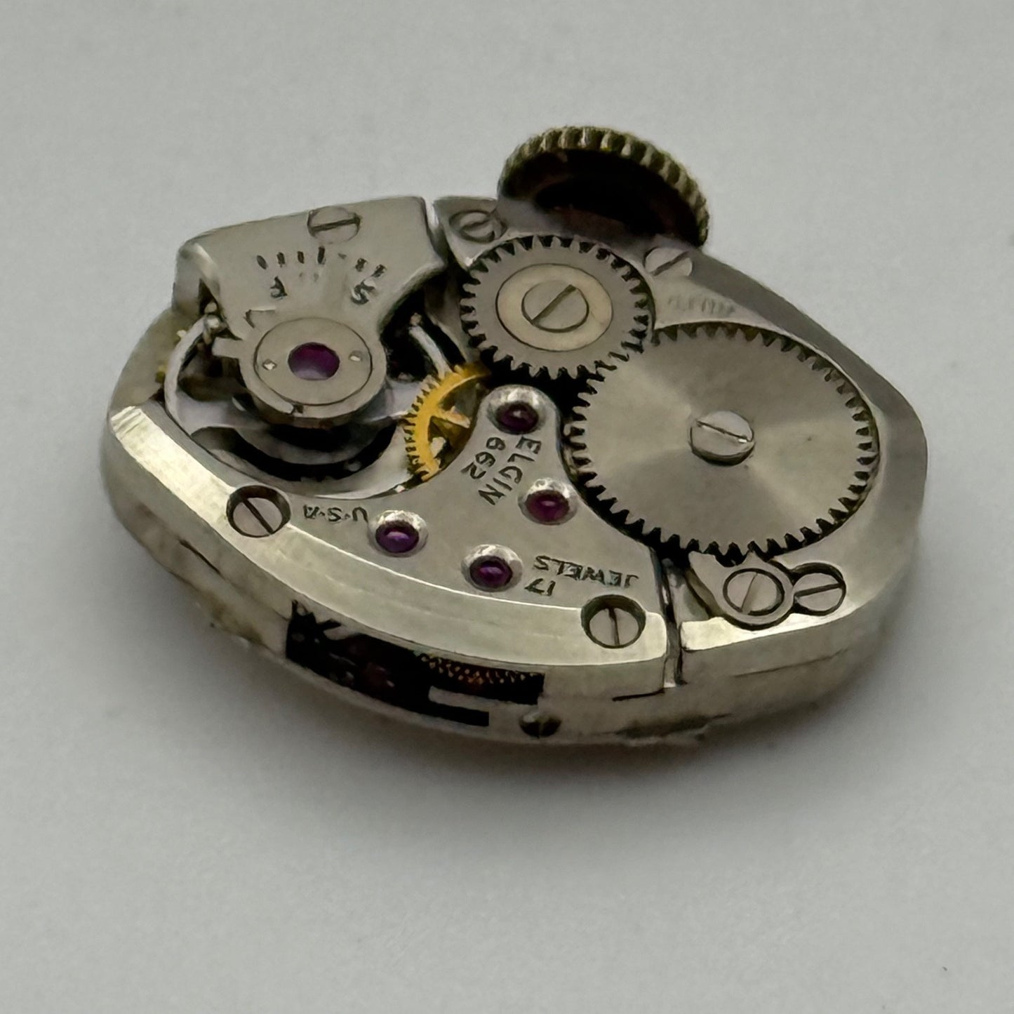 Elgin 662 Watch Movement 17 Jewels USA Vintage American Parts Repair 14.3mm