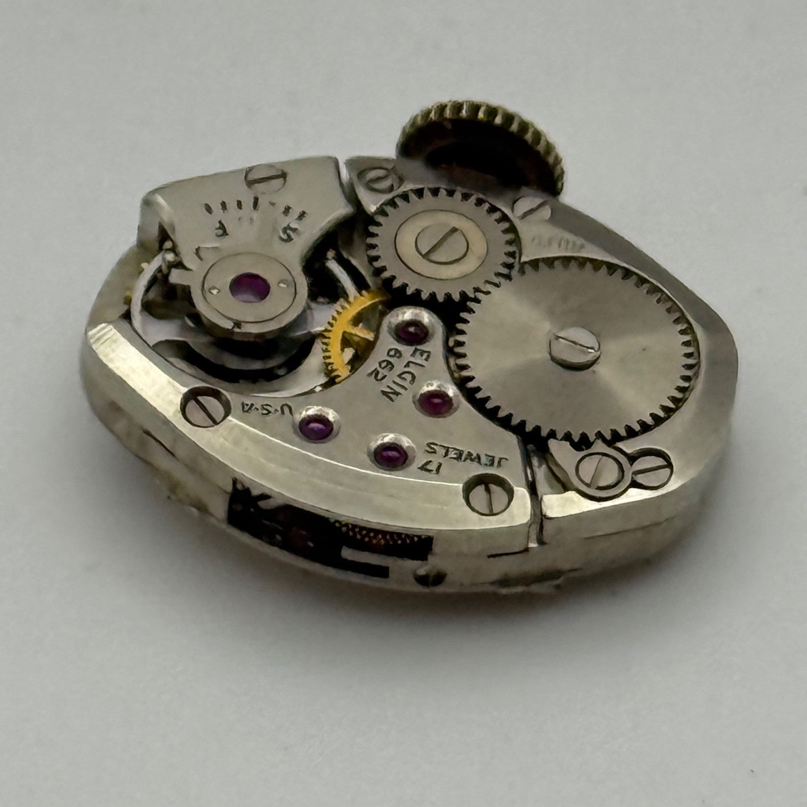 Elgin 662 Watch Movement 17 Jewels USA Vintage American Parts Repair 14.3mm