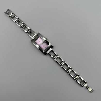 Louis Valentine Ladies Quartz Watch Purple Dial Silver Tone Japan Working 19mm