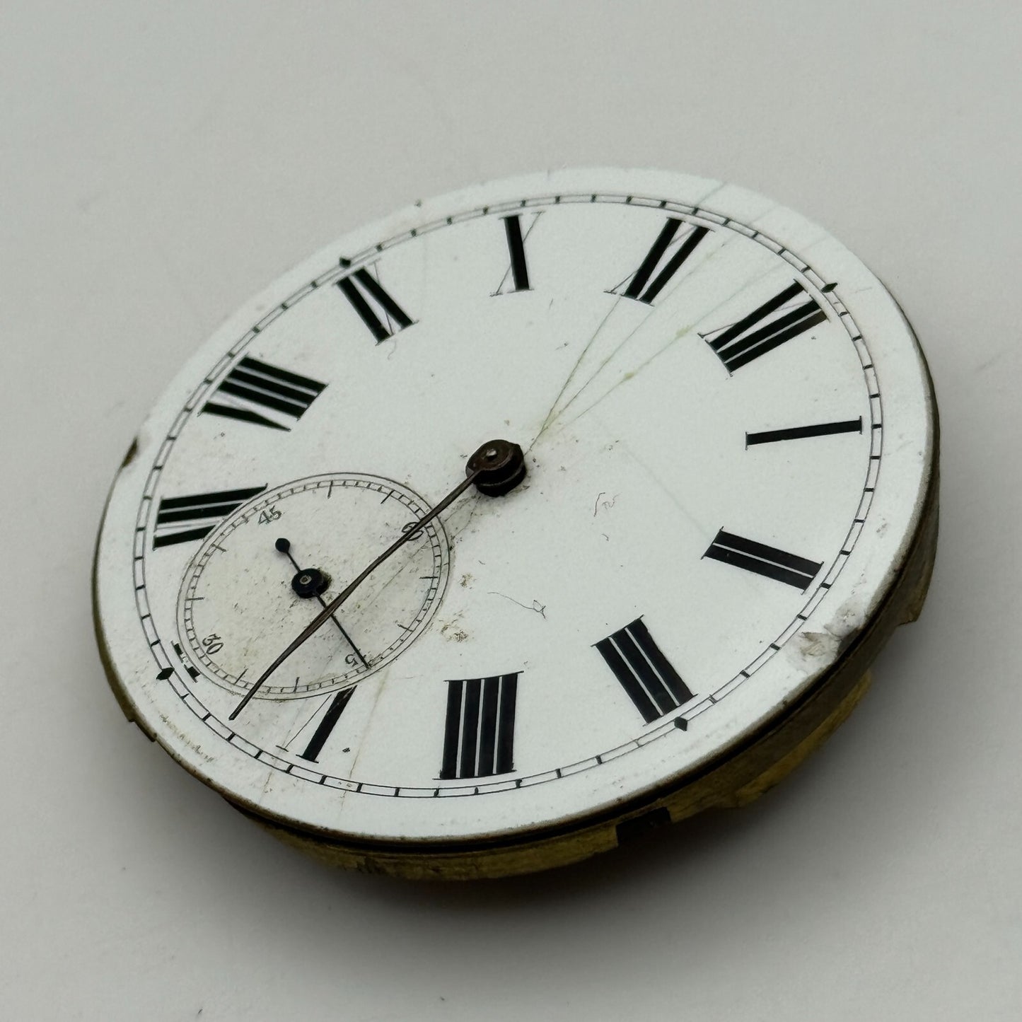 47.6mm Antique Key Wound Pocket Watch Movement Dial PARTS REPAIR SPARES
