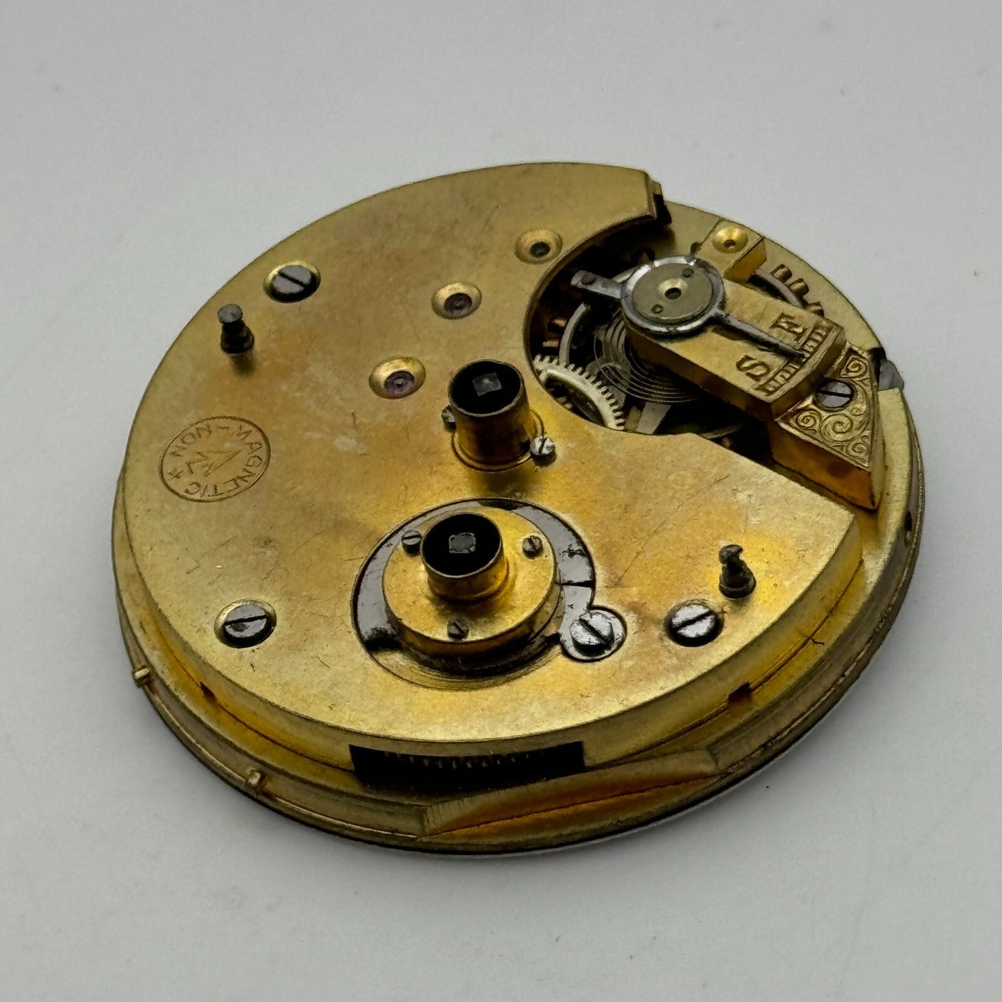 45mm Antique Non Magnetic Balance Intact Key Wound Pocket Watch Movement PARTS