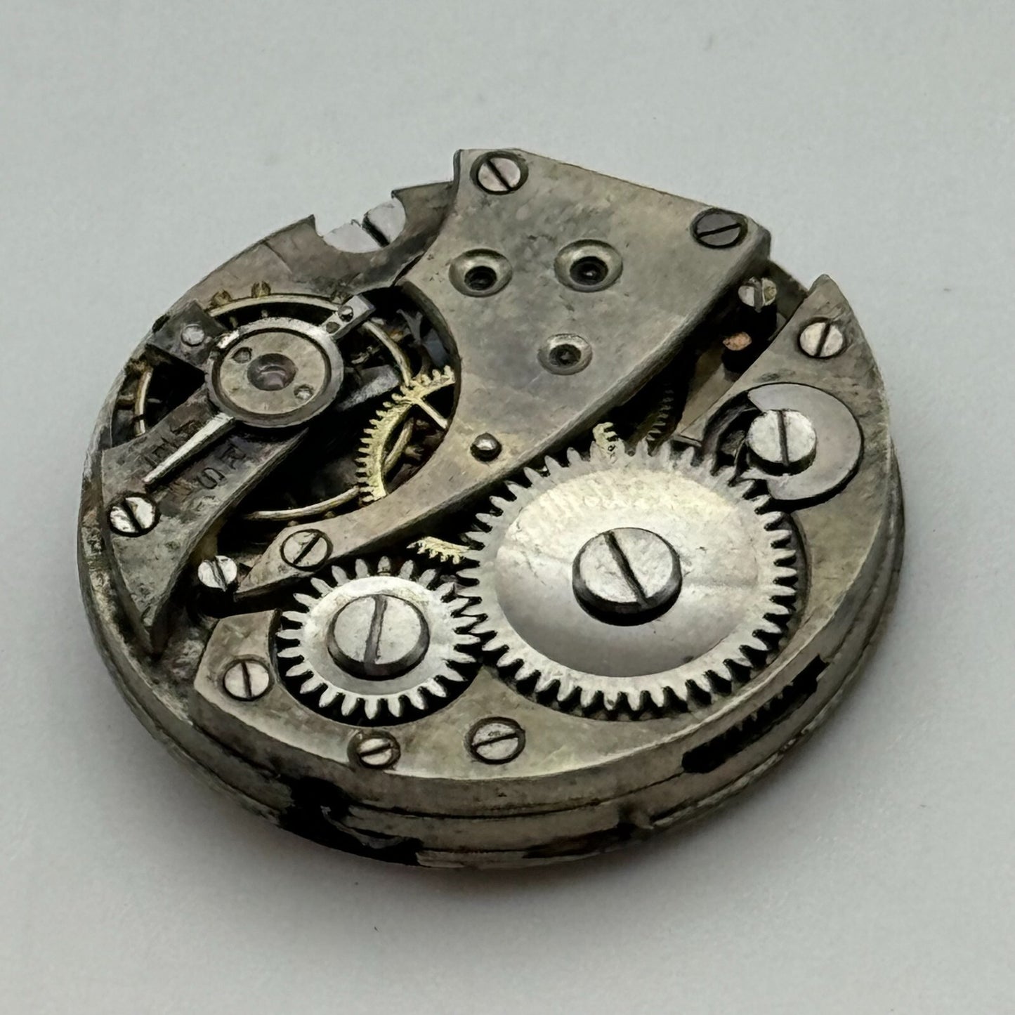 23.6mm Unidentified Porcelain Dial Trench Watch Movement Manual Wind FOR PARTS