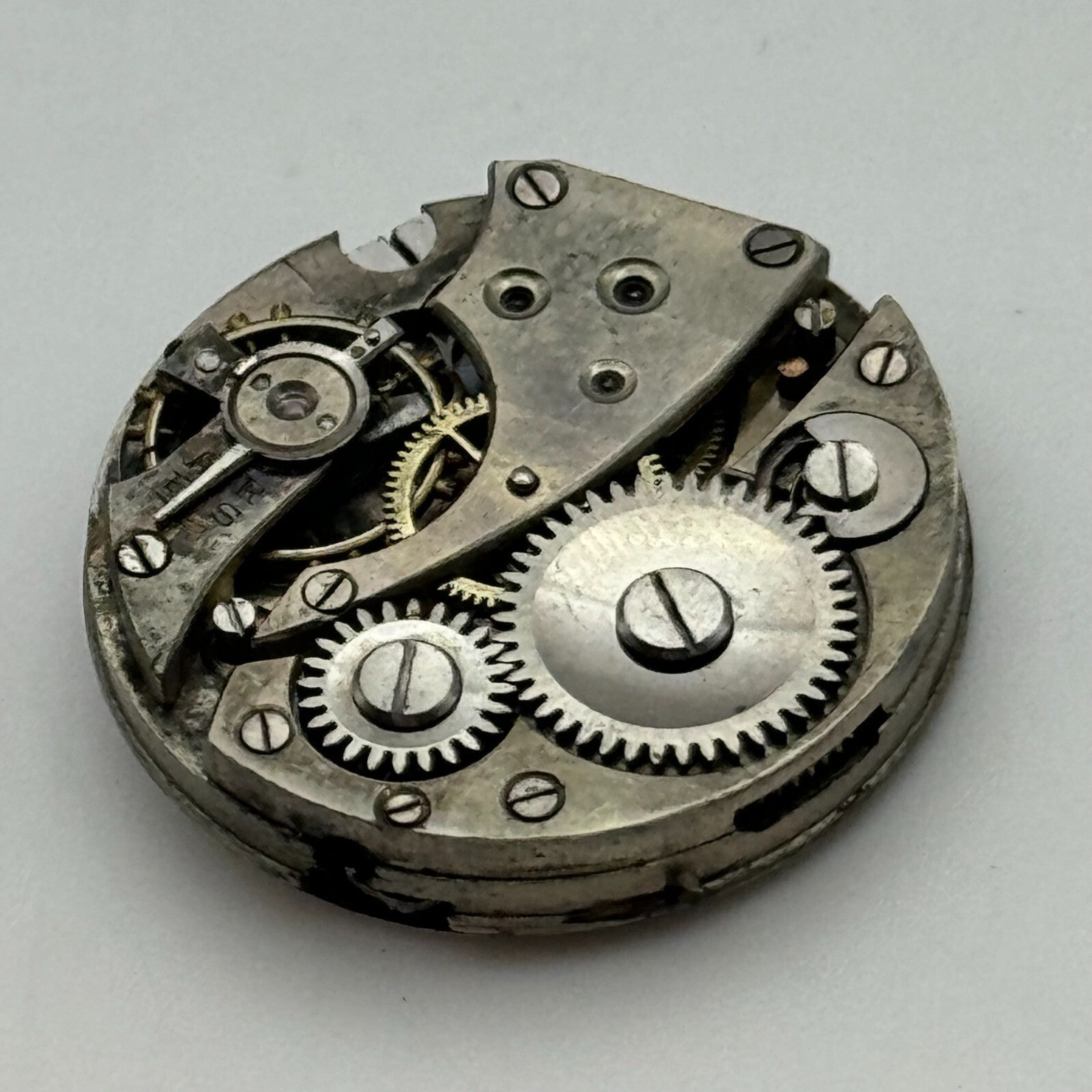 23.6mm Unidentified Porcelain Dial Trench Watch Movement Manual Wind FOR PARTS