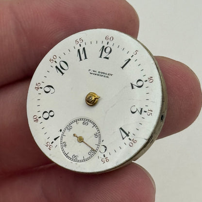 29.5mm F W Dudley Winnipeg 24 Hour Dial Trench Watch Movement Manual Wind PARTS