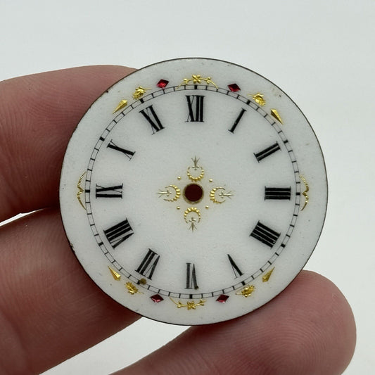 35.4mm Antique Beautiful Porcelain Patterned Pocket Watch Dial Spares Parts