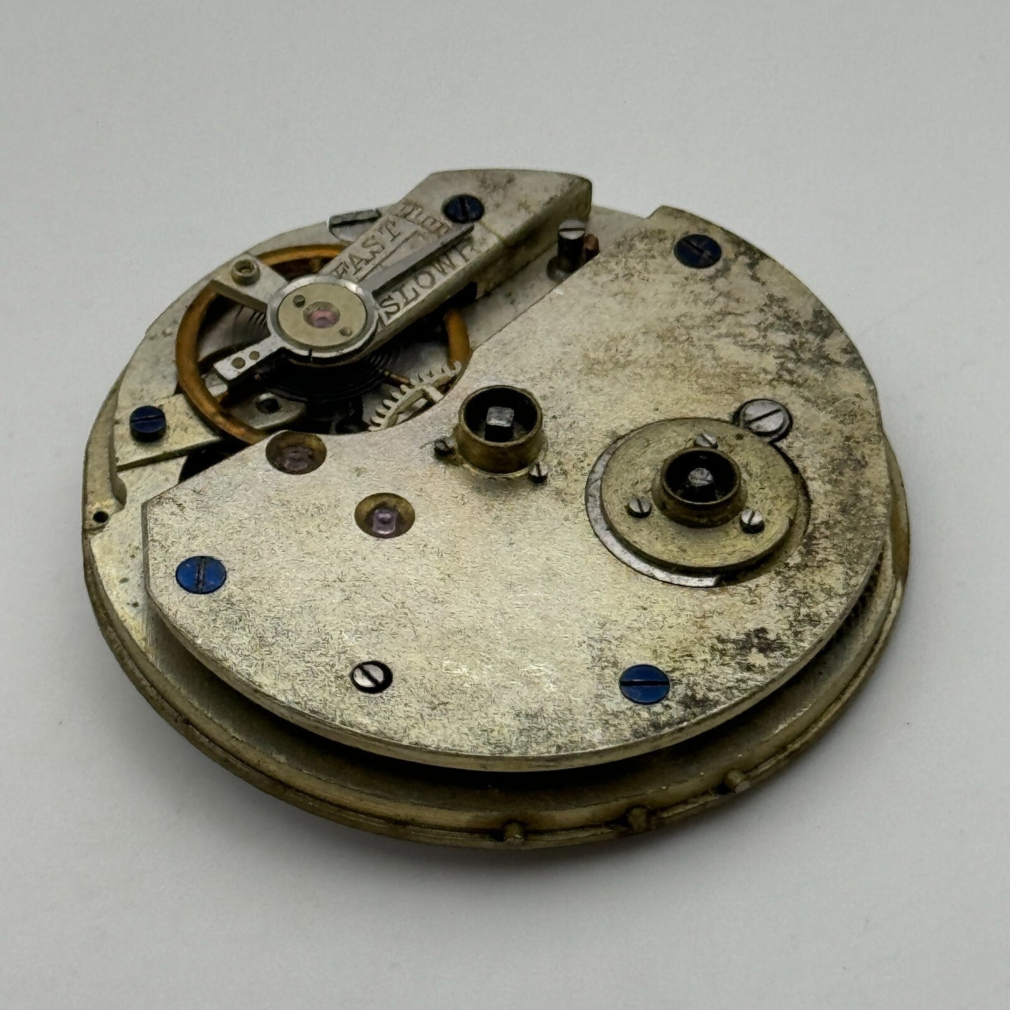 43.2mm Antique Key Wound Balance Intact Pocket Watch Movement Dial Hands PARTS