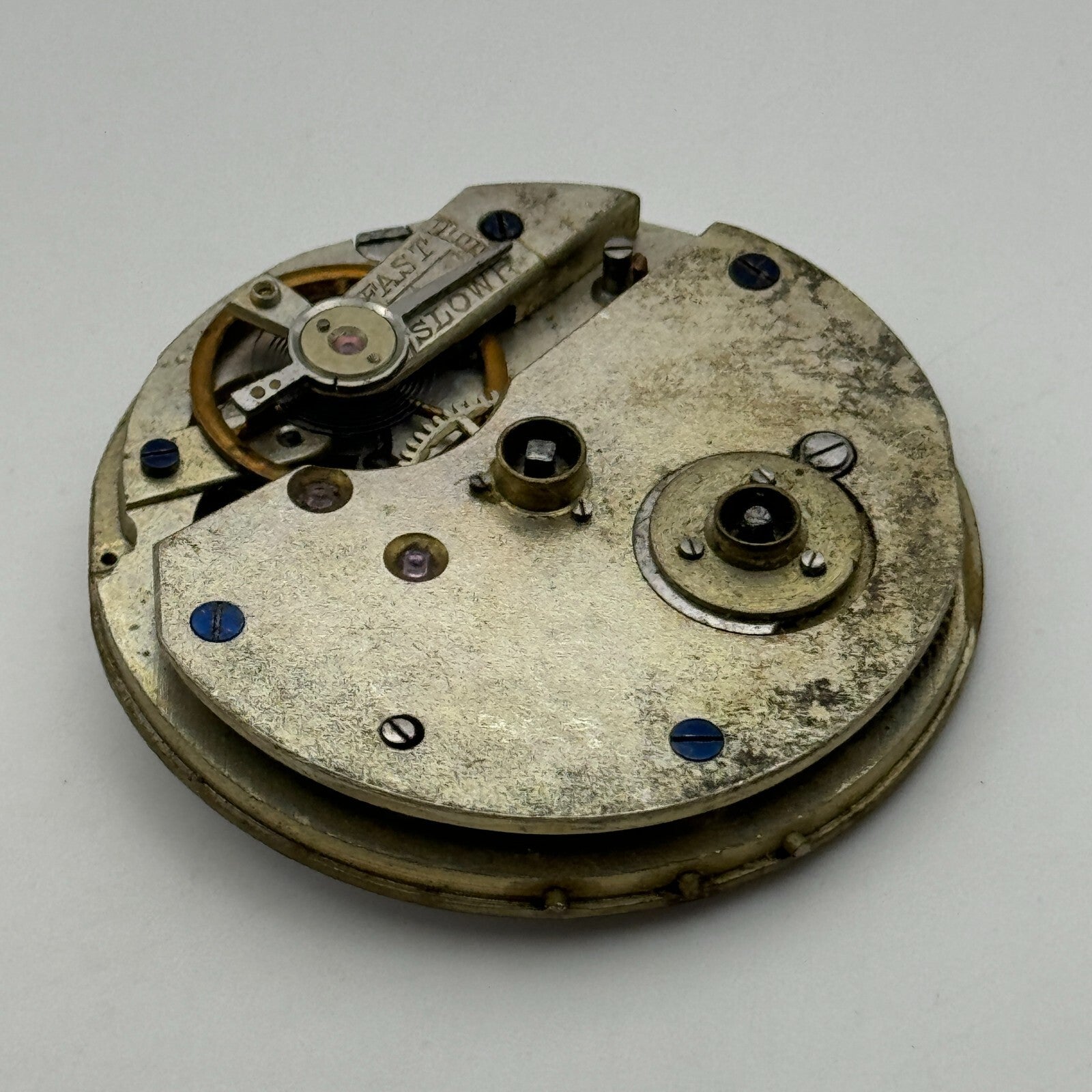 43.2mm Antique Key Wound Balance Intact Pocket Watch Movement Dial Hands PARTS