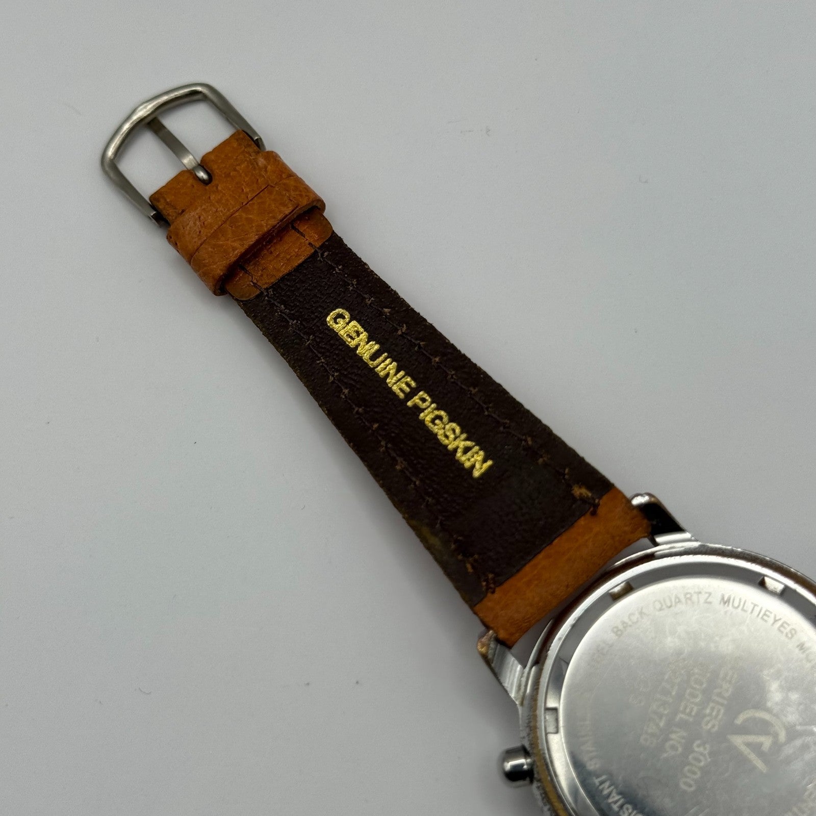 Claude Valentini Series 3000 Men's Quartz Watch Tan Leather Strap Working 36mm