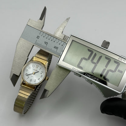 Sekonda USSR Ladies Quartz Watch White Dial Gold Tone Stretch Band Working 22mm