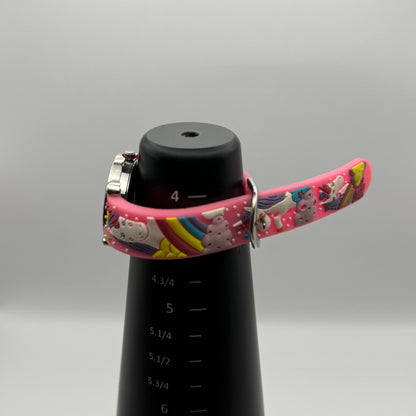 Citron Kids Quartz Watch Unicorn Print Strap Pink Dial Working 27mm New Battery
