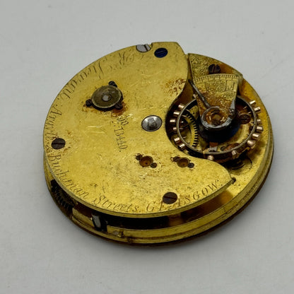 43.4mm Antique R Stewart Argyle & Buchanan Glasgow Pocket Watch Movement PARTS