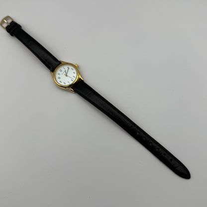 Sekonda Ladies Quartz Watch Gold Tone White Dial Leather Strap Working 25mm