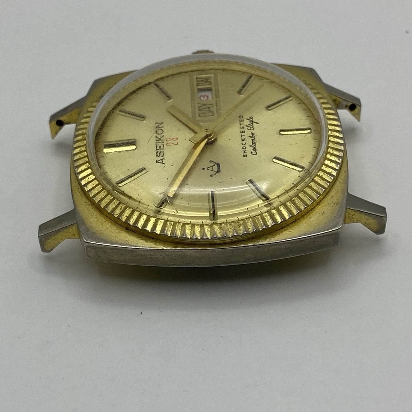 35mm Vintage Gents Aseikon 23 Colombo Style Day Date Watch Head TO RESTORE
