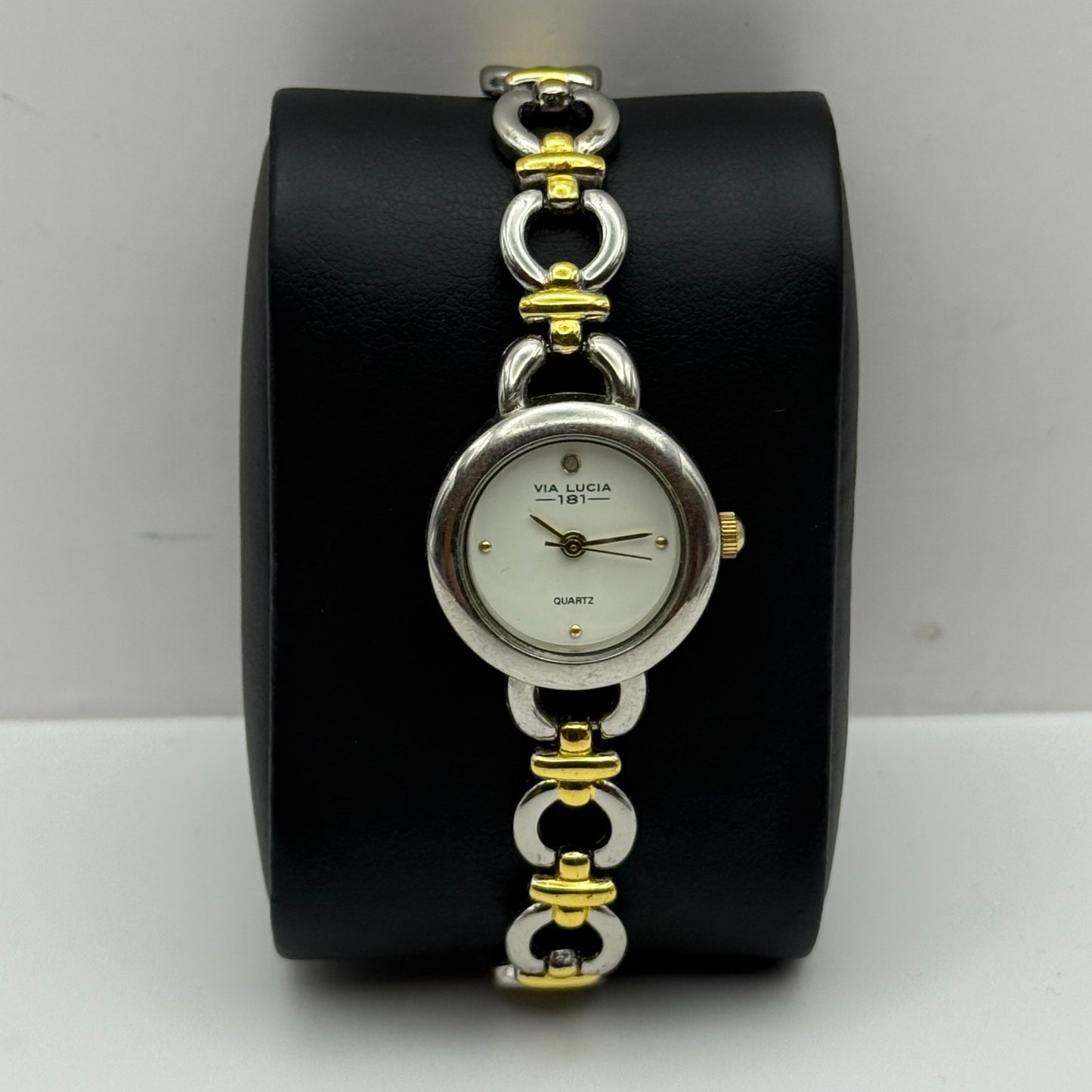 22mm Working Ladies Via Lucia 181 Two Tone Gold And Silver Quartz Watch 7 Inches