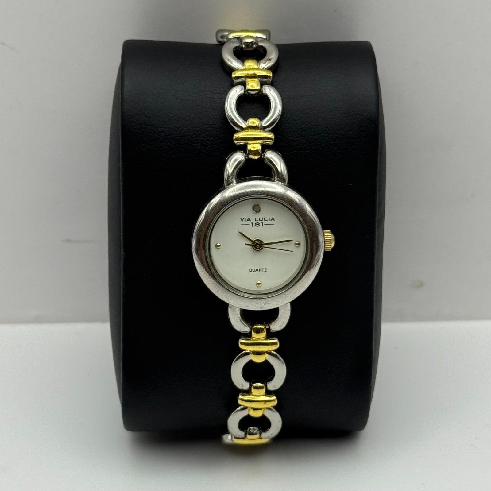 22mm Working Ladies Via Lucia 181 Two Tone Gold And Silver Quartz Watch 7 Inches